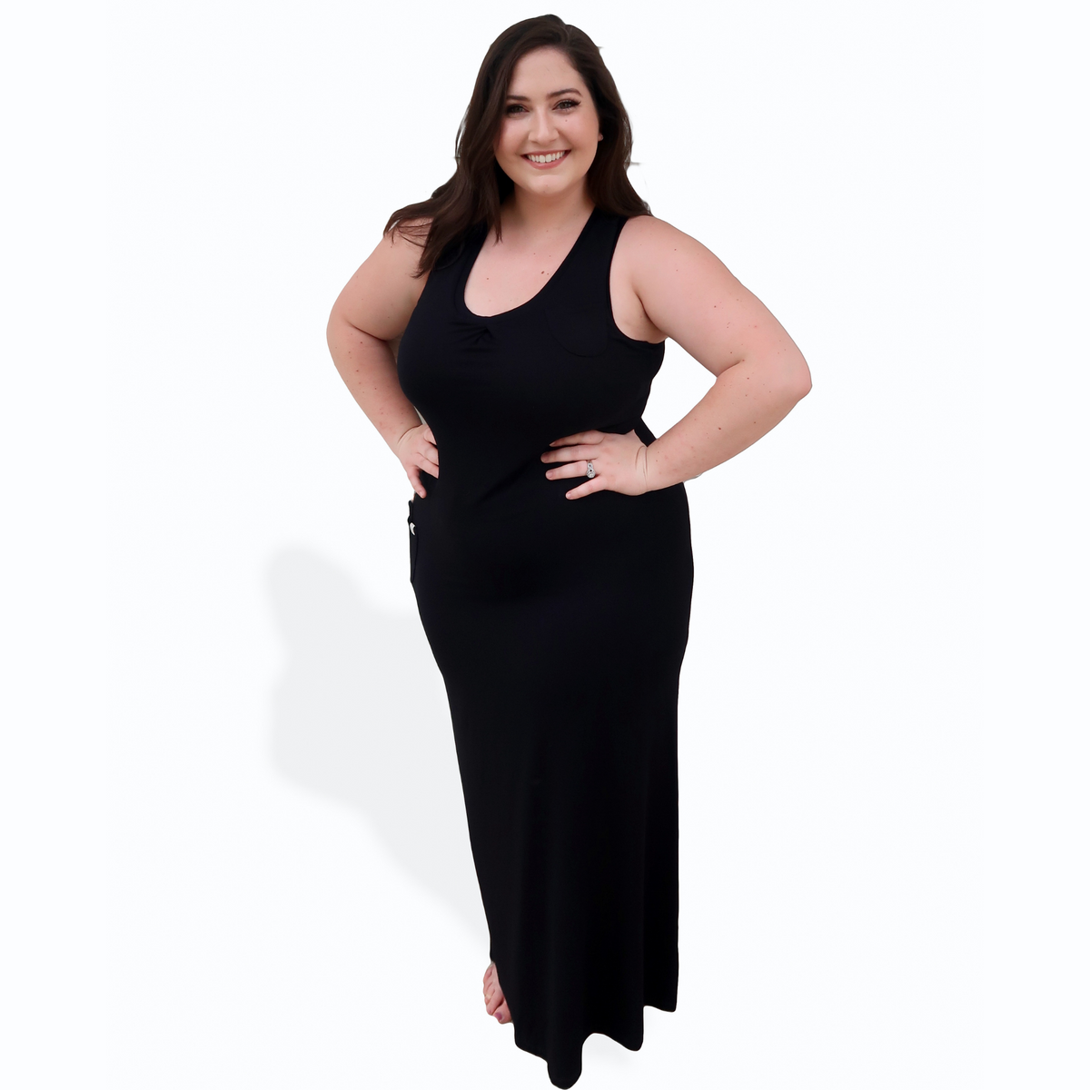 Cozy Loungewear Racerback Maxi Dress with Built In Shelf Bra Shelfie Shoppe