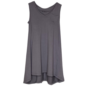 Cozy Loungewear Tank Tunic with Built In Shelf Bra for Support Solid Gray