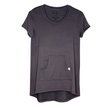 Cozy Loungewear Tee Shirt with Built In Shelf Bra for Support and Kangaroo Pocket with Inner Phone Pocket Solid Gray