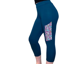 Soft, Cozy Leggings with Side Pocket, teal and floral