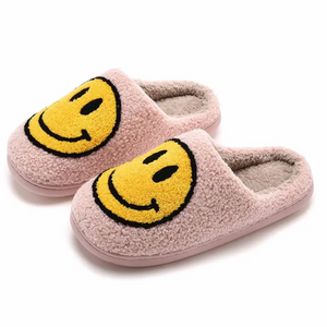 Cute Fluffy Smiley Face Slide Slippers