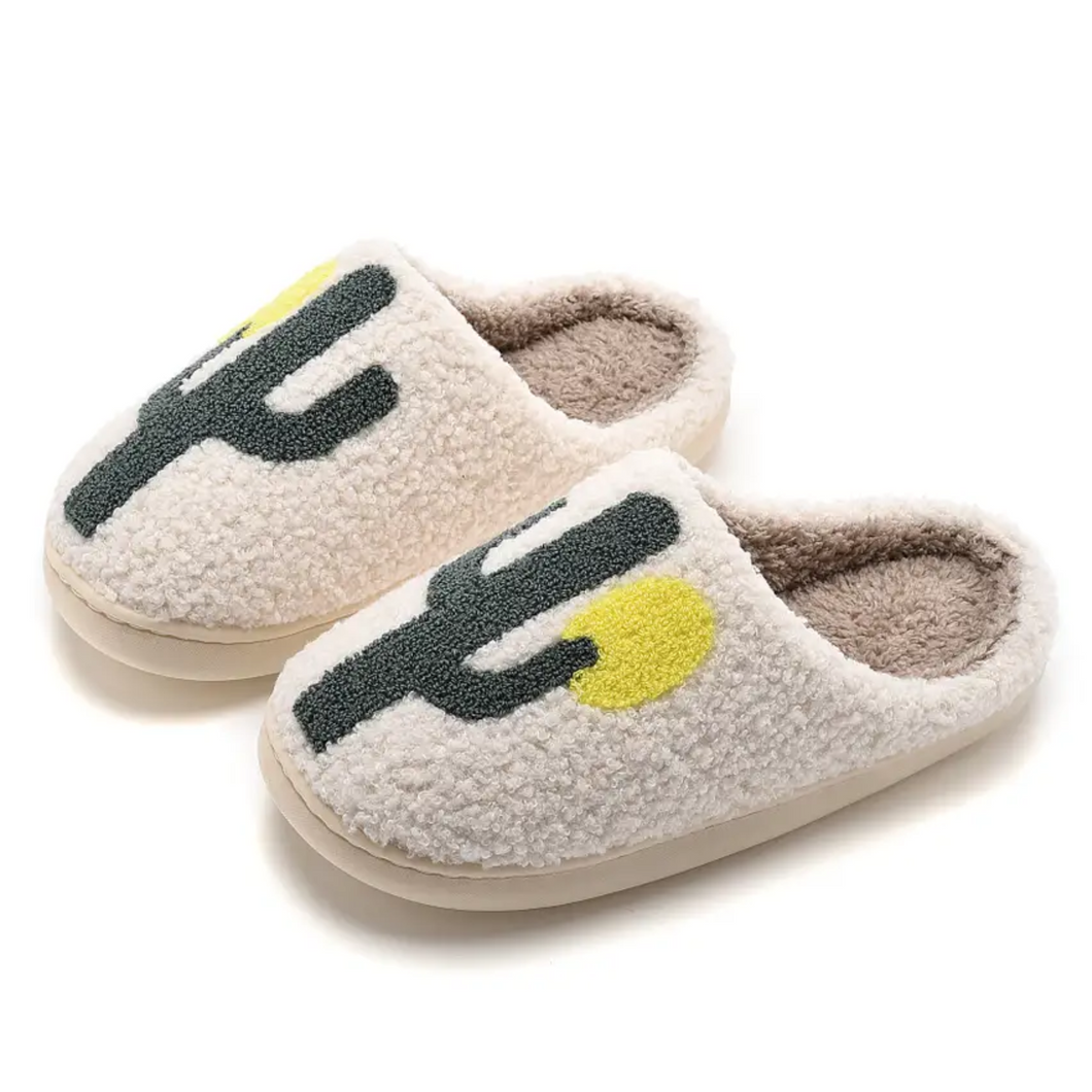 Cute Fluffy Cactus Slide Slippers